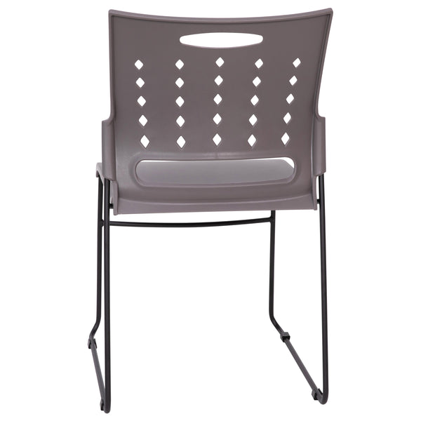 Gray |#| 881 lb. Capacity Gray Sled Base Stack Chair with Carry Handle & Air-Vent Back