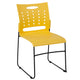 Yellow |#| 881 lb. Capacity Yellow Sled Base Stack Chair with Carry Handle & Air-Vent Back