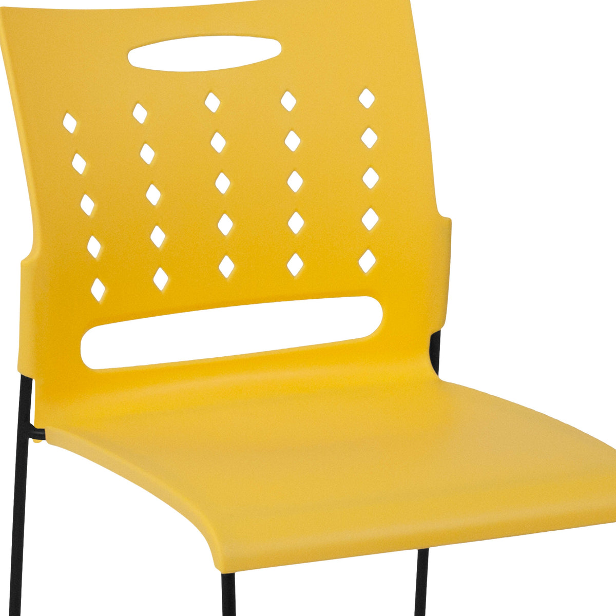 Yellow |#| 881 lb. Capacity Yellow Sled Base Stack Chair with Carry Handle & Air-Vent Back