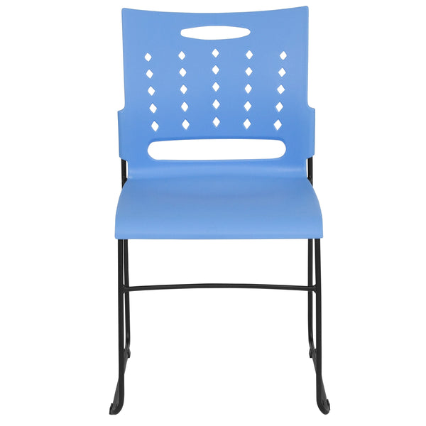 Blue |#| 881 lb. Capacity Blue Sled Base Stack Chair with Carry Handle and Air-Vent Back