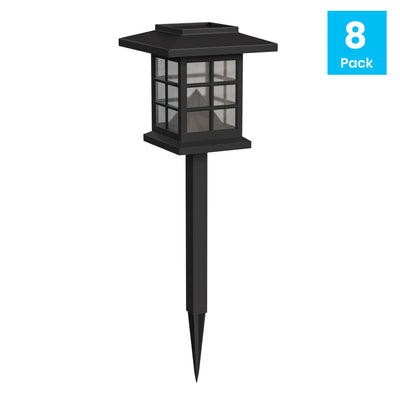 8 Pack Lantern Style LED Solar Lights Weather Resistant Outdoor Solar Powered Lights for Pathway, Garden, & Yard