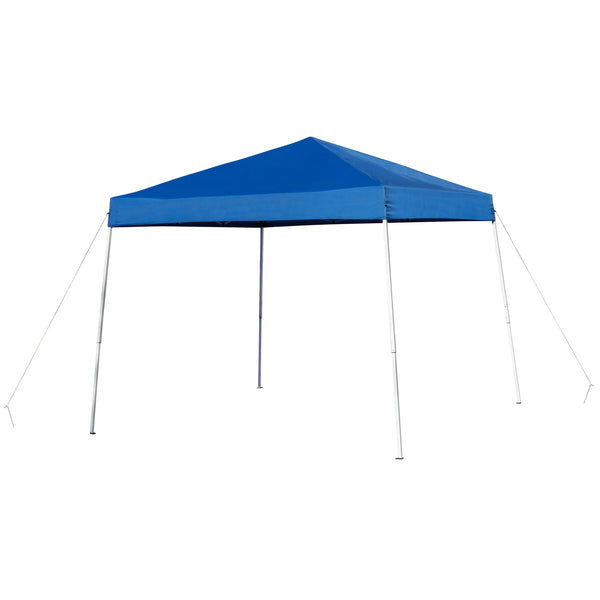 Blue |#| 8'x8' Blue Weather Resistant Easy Pop Up Slanted Leg Canopy Tent with Carry Bag
