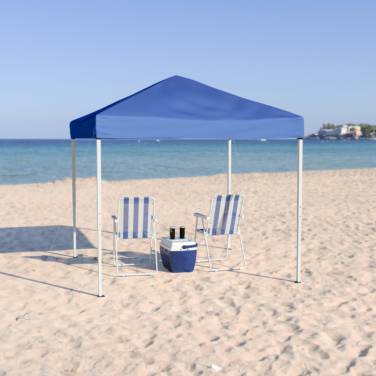 Blue |#| 8'x8' Blue Weather Resistant Easy Pop Up Slanted Leg Canopy Tent with Carry Bag