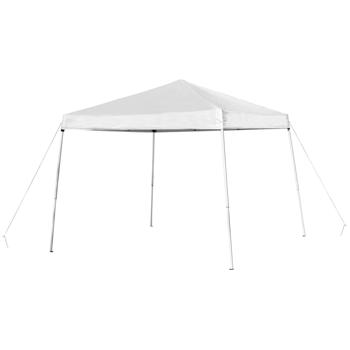 White |#| 8'x8' White Weather Resistant Easy Pop Up Slanted Leg Canopy Tent with Carry Bag