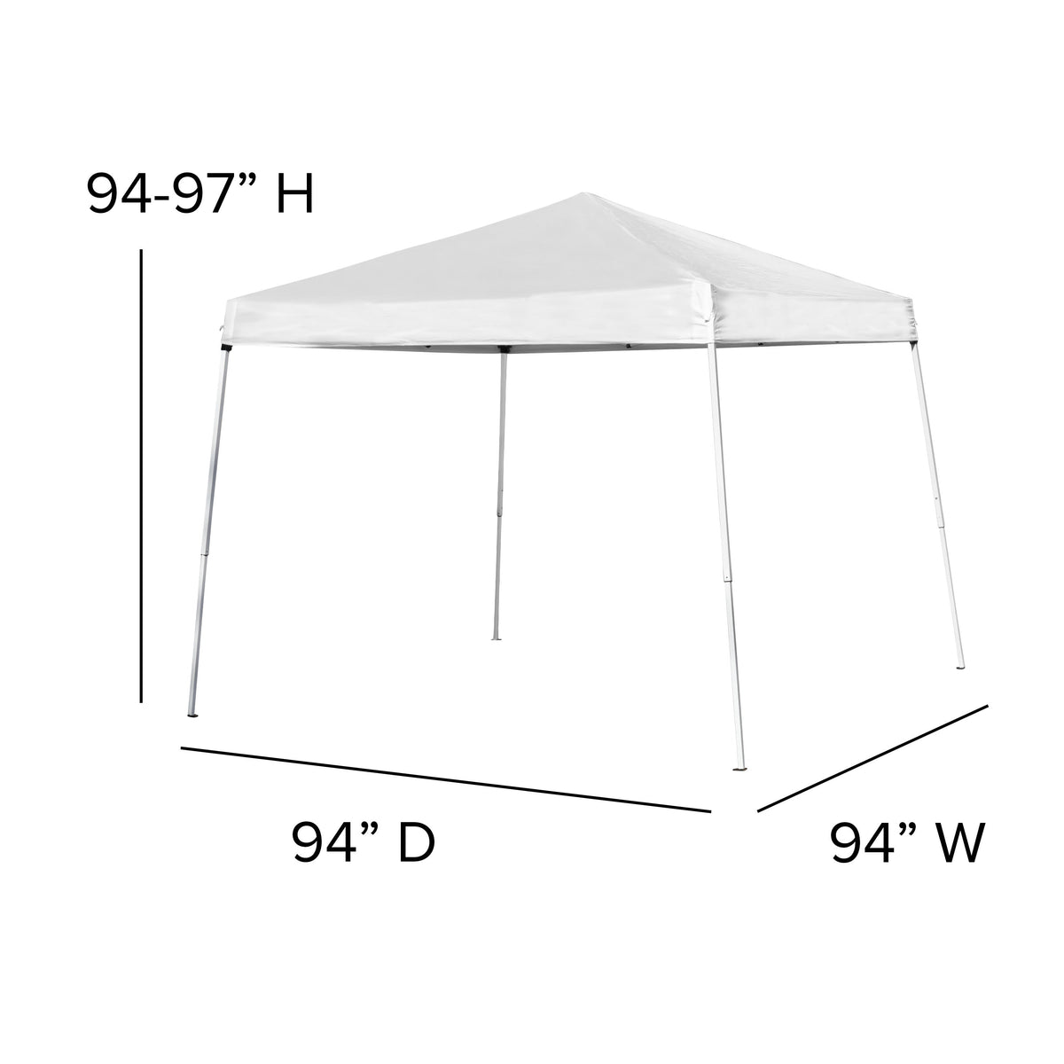 White |#| 8'x8' White Weather Resistant Easy Pop Up Slanted Leg Canopy Tent with Carry Bag