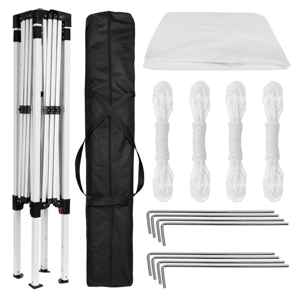 White |#| 8'x8' White Weather Resistant Easy Pop Up Slanted Leg Canopy Tent with Carry Bag