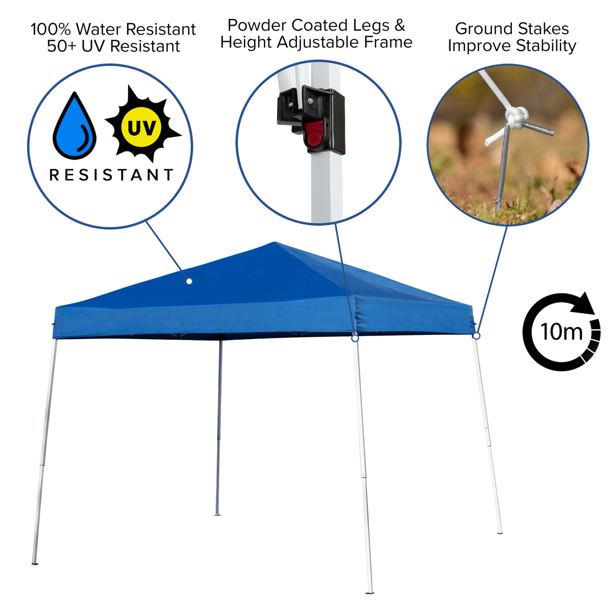 Blue |#| 8'x8' Blue Weather Resistant Easy Pop Up Slanted Leg Canopy Tent with Carry Bag