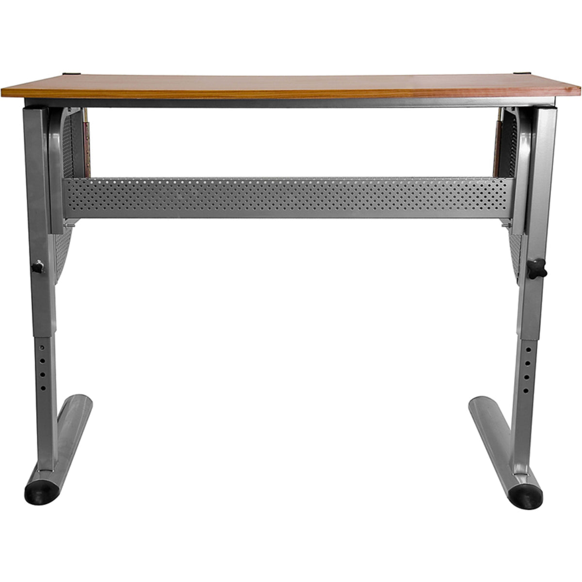 Adjustable Drawing and Drafting Table with Pewter Frame and Lower Supply Tray