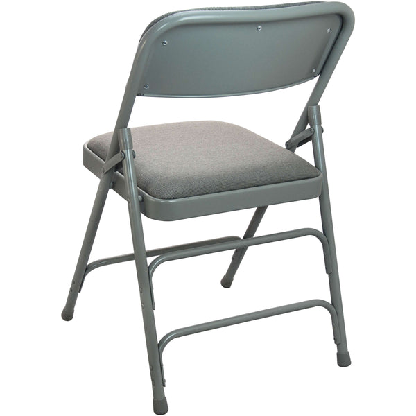 Grey Fabric/Grey Metal |#| Grey Padded Metal Folding Chair - Grey 1-in Fabric Seat