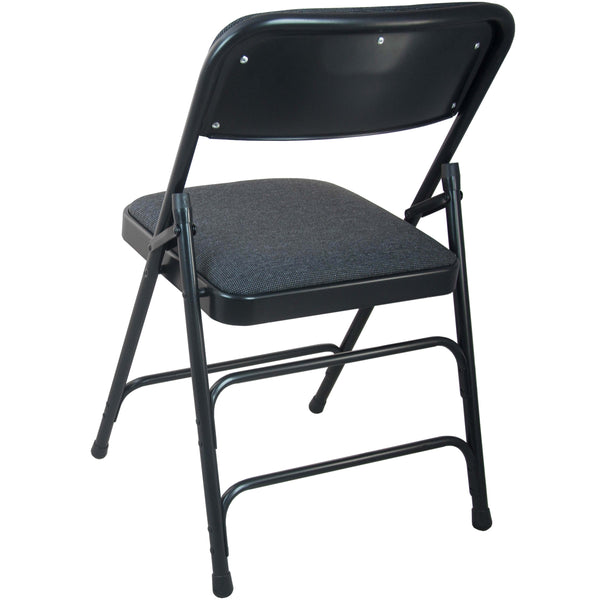 Black Fabric/Black Frame |#| Black Padded Metal Folding Chair - Black 1-in Fabric Seat