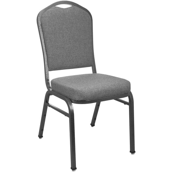 Charcoal Gray Fabric/Silver Vein Frame |#| Premium Charcoal Gray Crown Back Banquet Chair