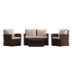 Beige Cushions/Brown Frame |#| 4 PC Brown Patio Set with Beige Back Pillows & Seat Cushions - Outdoor Seating