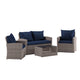 Navy Cushions/Light Gray Frame |#| 4 PC Lt Gray Patio Set with Navy Back Pillows & Seat Cushions - Outdoor Seating