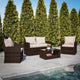 Beige Cushions/Brown Frame |#| 4 PC Brown Patio Set with Beige Back Pillows & Seat Cushions - Outdoor Seating