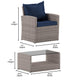 Navy Cushions/Light Gray Frame |#| 4 PC Lt Gray Patio Set with Navy Back Pillows & Seat Cushions - Outdoor Seating