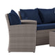 Navy Cushions/Light Gray Frame |#| 4 PC Lt Gray Patio Set with Navy Back Pillows & Seat Cushions - Outdoor Seating