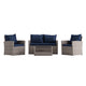 Navy Cushions/Light Gray Frame |#| 4 PC Lt Gray Patio Set with Navy Back Pillows & Seat Cushions - Outdoor Seating