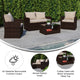 Beige Cushions/Brown Frame |#| 4 PC Brown Patio Set with Beige Back Pillows & Seat Cushions - Outdoor Seating