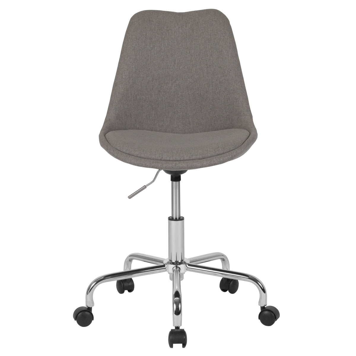 Light Gray |#| Mid-Back Light Gray Fabric Task Office Chair with Pneumatic Lift and Chrome Base