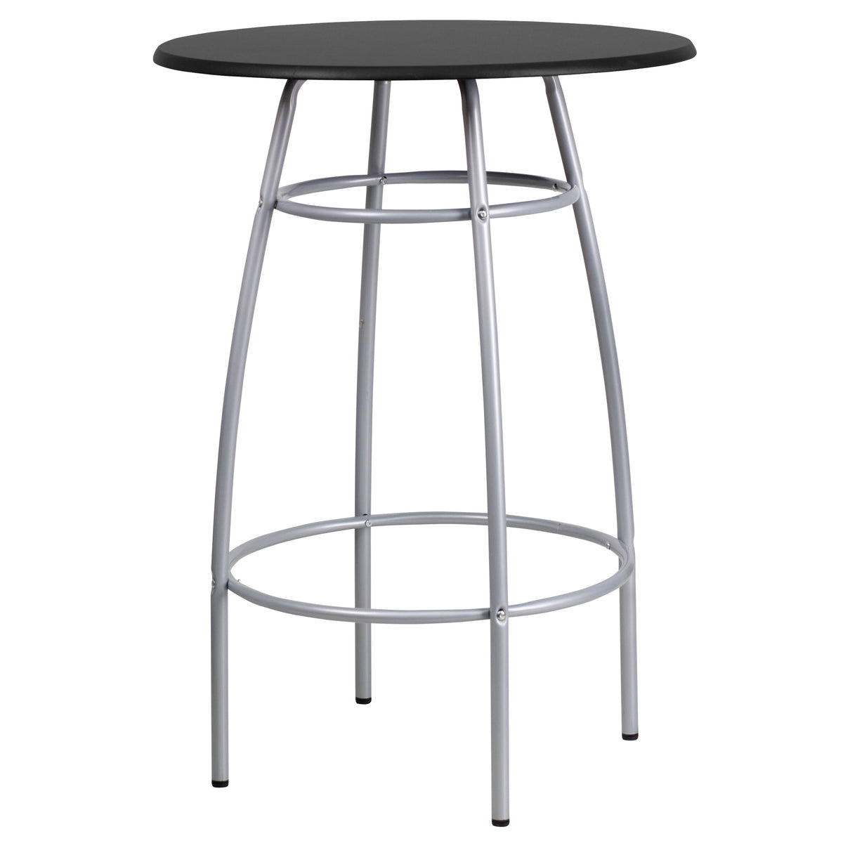 Bar Height Table Set with Backless Black Vinyl Upholstered Padded Stools