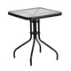 Clear/Black |#| 23.5inch Square Tempered Glass Metal Table with Smooth Ripple Design Top