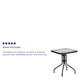 Clear/Black |#| 23.5inch Square Tempered Glass Metal Table with Smooth Ripple Design Top