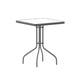 Clear/Silver |#| 23.5inch Square Tempered Glass Metal Table with Smooth Ripple Design Top