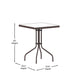 Clear/Bronze |#| 23.5inch Square Tempered Glass Metal Table with Smooth Ripple Design Top