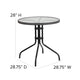 Clear/Gray |#| 28inch RD Glass Metal Table with Gray Rattan Edging and 2 Gray Rattan Stack Chairs
