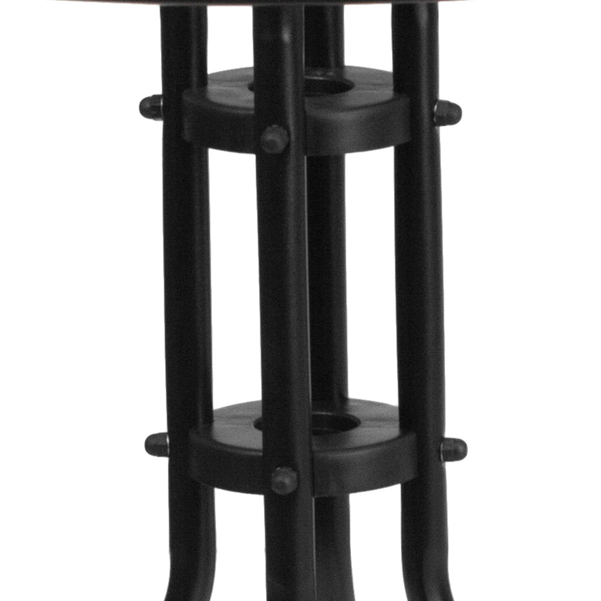 Clear/Black Rattan |#| 28inch Round Tempered Glass Metal Table with Black Rattan Edging