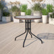 Clear/Dark Brown Rattan |#| 28inch Round Tempered Glass Metal Table with Dark Brown Rattan Edging