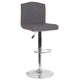 Dark Gray Fabric |#| Adjustable Height Crown Back Barstool with Accent Nail Trim in Dark Gray Fabric