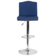 Blue Fabric |#| Adjustable Height Crown Back Barstool with Accent Nail Trim in Blue Fabric