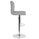 Light Gray Fabric |#| Adjustable Height Crown Back Barstool with Accent Nail Trim in Lt Gray Fabric