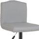 Light Gray Fabric |#| Adjustable Height Crown Back Barstool with Accent Nail Trim in Lt Gray Fabric