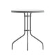 Clear/Silver |#| 23.75inch Round Tempered Glass Metal Table with Smooth Ripple Design Top - Silver