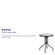 Clear/Black |#| 23.75inch Round Tempered Glass Metal Table with Smooth Ripple Design Top