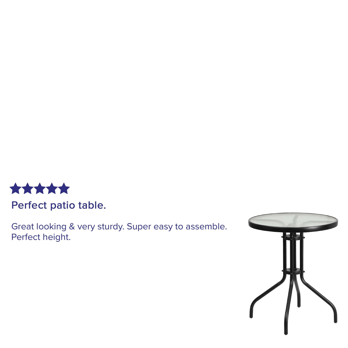 Clear/Black |#| 23.75inch Round Tempered Glass Metal Table with Smooth Ripple Design Top