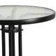 Clear/Black |#| 23.75inch Round Tempered Glass Metal Table with Smooth Ripple Design Top
