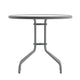 Clear/Silver |#| 31.5inch Round Tempered Glass Metal Table with Smooth Ripple Design Top