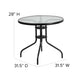 Clear/Black |#| 31.5inch Round Tempered Glass Metal Table with Smooth Ripple Design Top