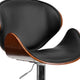 Walnut |#| Walnut Bentwood Adjustable Height Barstool with Curved Back and Black Vinyl Seat