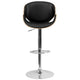 Beech |#| Beech Bentwood Adjustable Height Barstool with Curved Back and Black Vinyl Seat