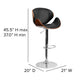 Walnut |#| Walnut Bentwood Adjustable Height Barstool with Curved Back and Black Vinyl Seat