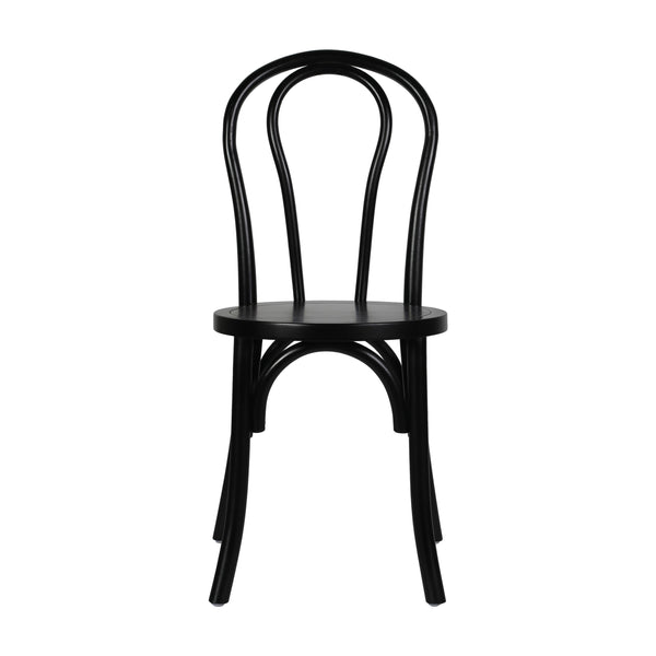 Black |#| Thonet Solid Wood Stackable Dining Chair with Fixed Floor Glides in Black