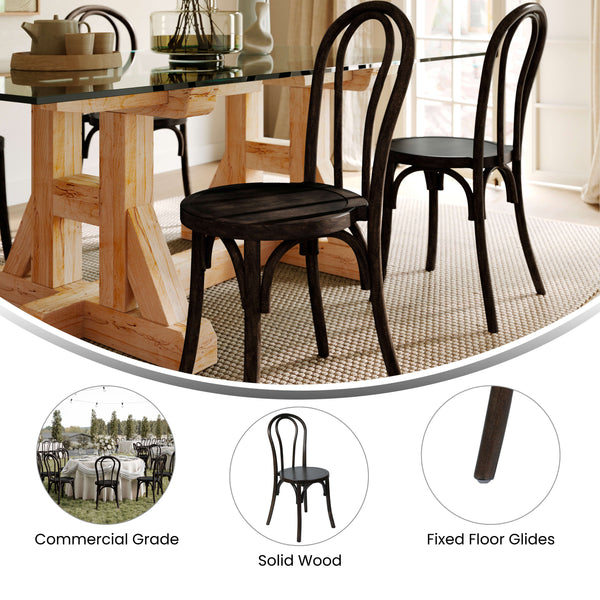 Early American Wood |#| Thonet Solid Wood Stackable Dining Chair with Fixed Floor Glides in EA.
