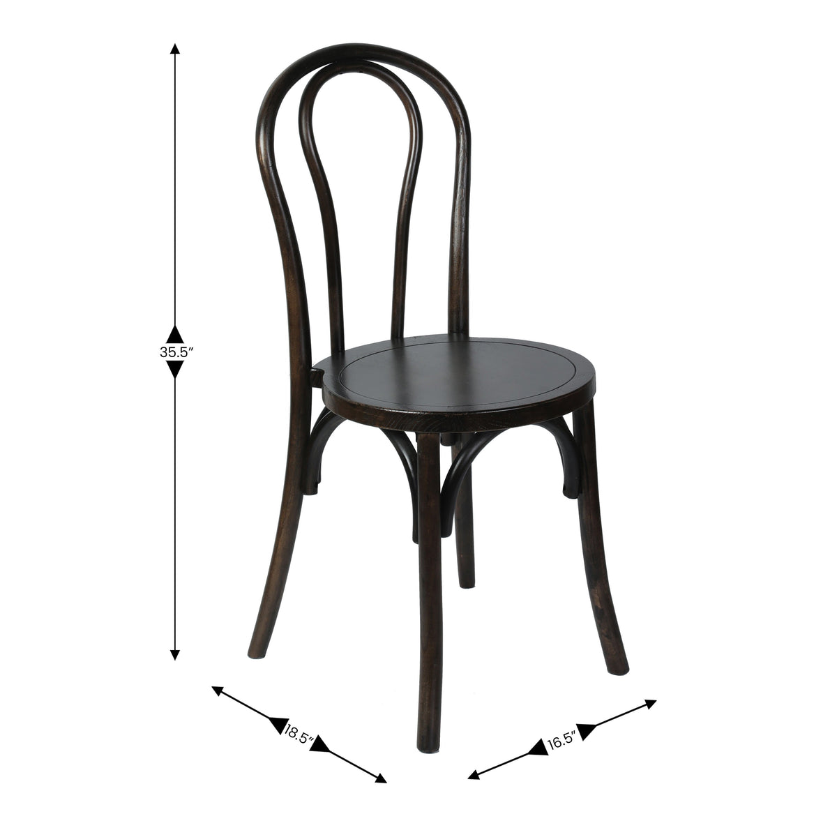 Early American Wood |#| Thonet Solid Wood Stackable Dining Chair with Fixed Floor Glides in EA.