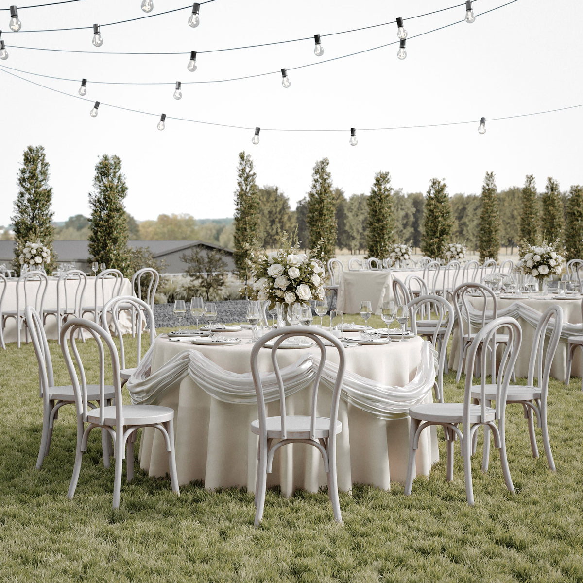 White Wash |#| Thonet Solid Wood Stackable Dining Chair with Fixed Floor Glides in White Wash