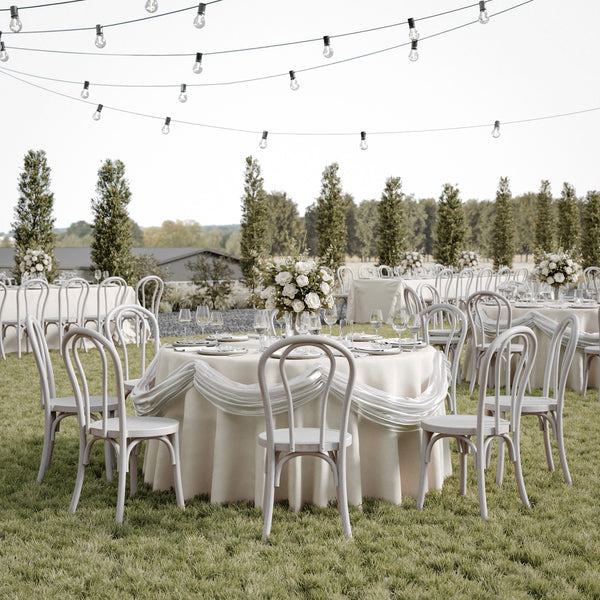 White Wash |#| Thonet Solid Wood Stackable Dining Chair with Fixed Floor Glides in White Wash