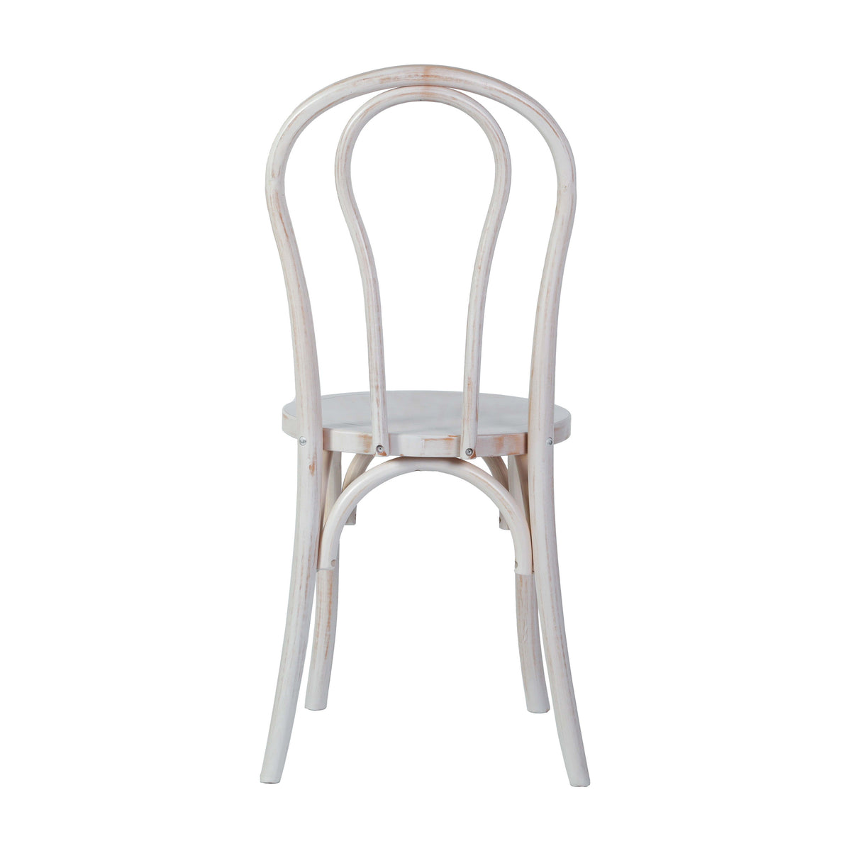 White Wash |#| Thonet Solid Wood Stackable Dining Chair with Fixed Floor Glides in White Wash